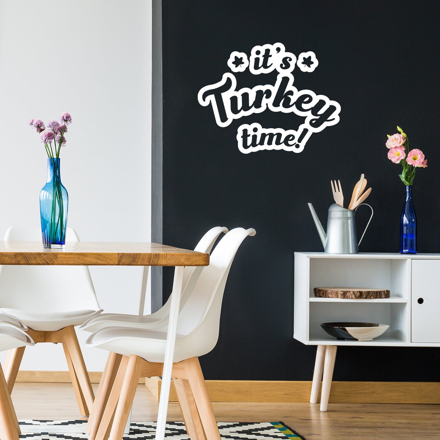 Vinyl Wall Art Decal - It's Turkey Time - 8.5" x 11" - Funny Lovely Inspiring Thanksgiving Quote Sticker for Home Living Room Kitchen Dining Room Coffee Shop Restaurant Storefront Decor