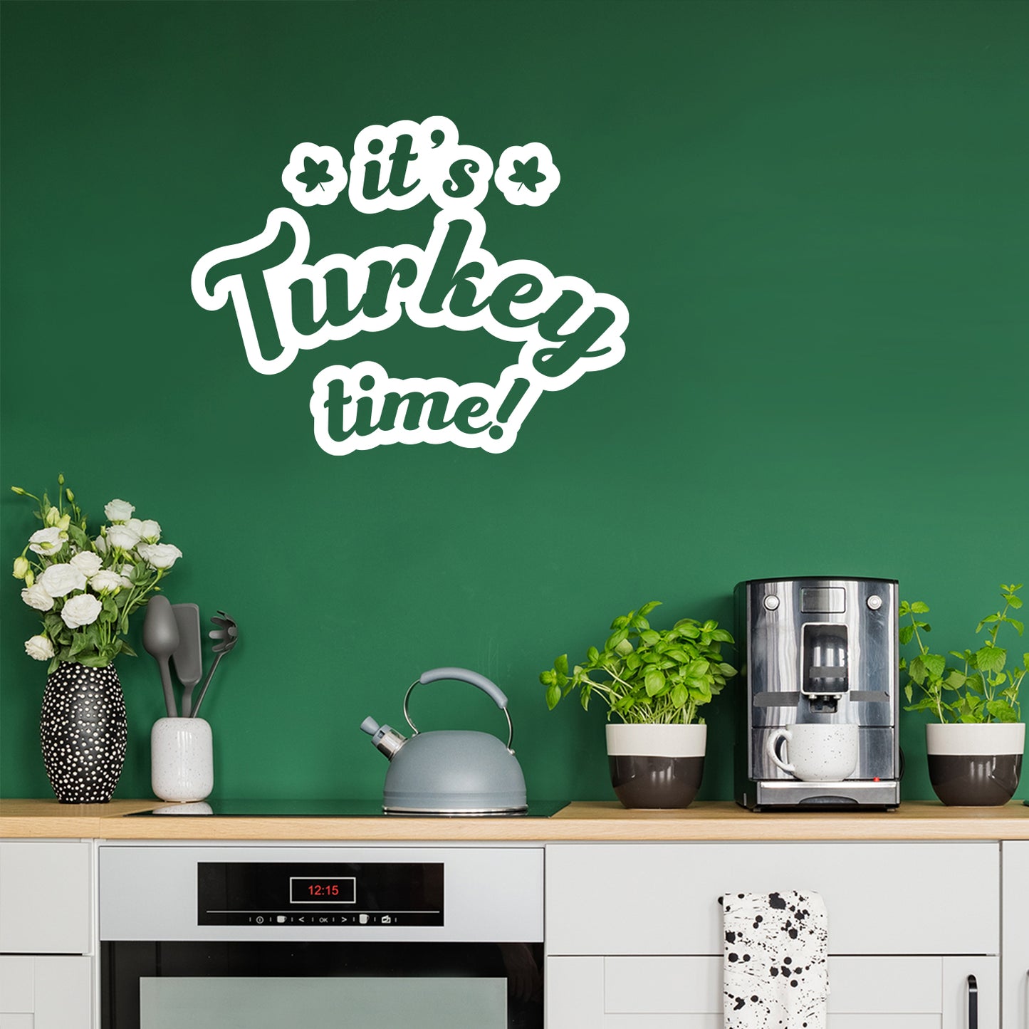 Vinyl Wall Art Decal - It's Turkey Time - 8.5" x 11" - Funny Lovely Inspiring Thanksgiving Quote Sticker for Home Living Room Kitchen Dining Room Coffee Shop Restaurant Storefront Decor