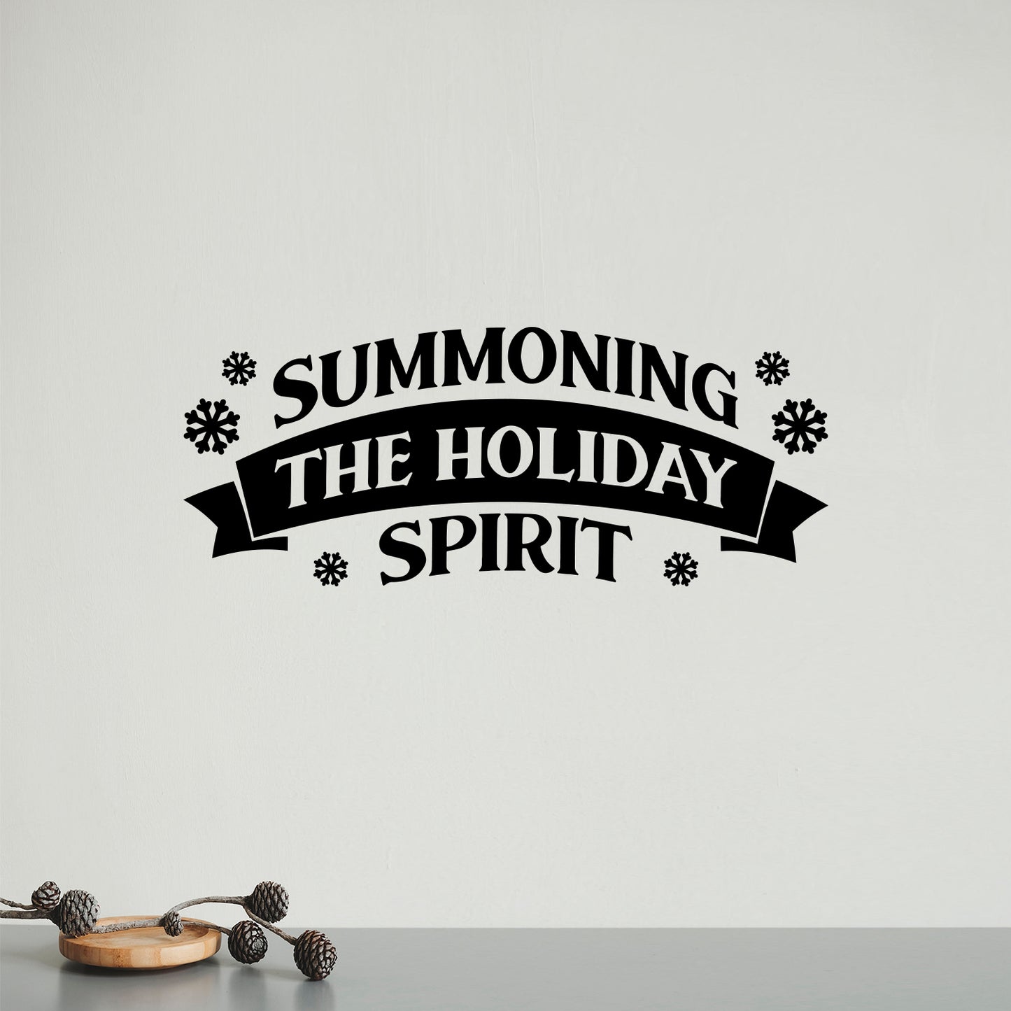 Vinyl Wall Art Decal - Summoning The Holiday Spirit - 10" x 25" - Holiday Christmas Season Trendy Seasonal Quote Sticker for Family Home School Kids Room Living Room Door Decor