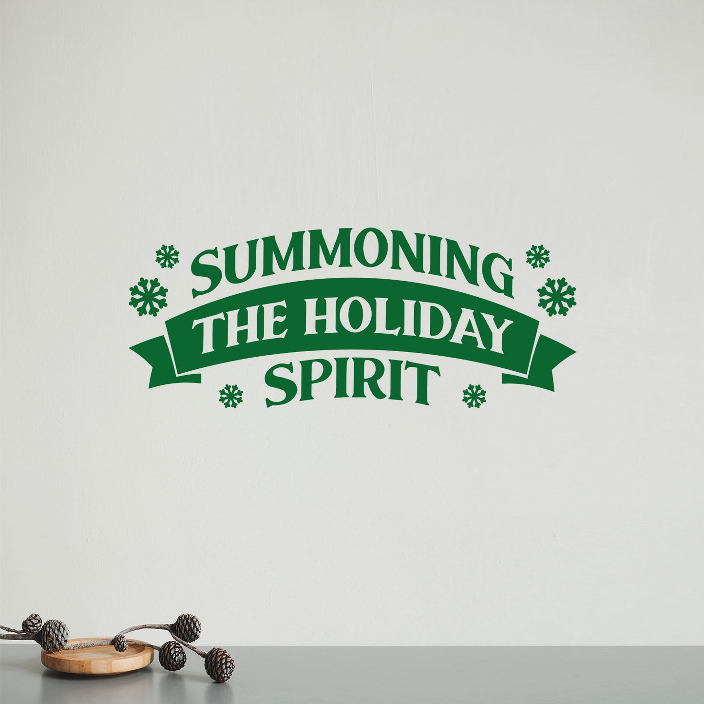 Vinyl Wall Art Decal - Summoning The Holiday Spirit - 10" x 25" - Holiday Christmas Season Trendy Seasonal Quote Sticker for Family Home School Kids Room Living Room Door Decor