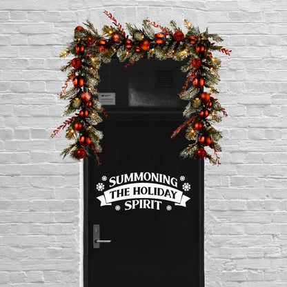 Vinyl Wall Art Decal - Summoning The Holiday Spirit - 10" x 25" - Holiday Christmas Season Trendy Seasonal Quote Sticker for Family Home School Kids Room Living Room Door Decor