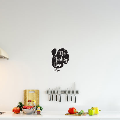 Vinyl Wall Art Decal - It's Turkey Time - 20" x 17" - Trendy Funny Thanksgiving Turkey Design Sticker for Home Living Room Kitchen Dining Room Coffee Shop Restaurant Storefront Decor