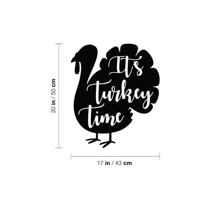 Vinyl Wall Art Decal - It's Turkey Time - 20" x 17" - Trendy Funny Thanksgiving Turkey Design Sticker for Home Living Room Kitchen Dining Room Coffee Shop Restaurant Storefront Decor