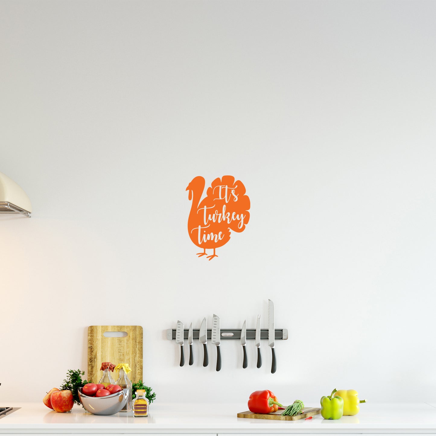 Vinyl Wall Art Decal - It's Turkey Time - 20" x 17" - Trendy Funny Thanksgiving Turkey Design Sticker for Home Living Room Kitchen Dining Room Coffee Shop Restaurant Storefront Decor