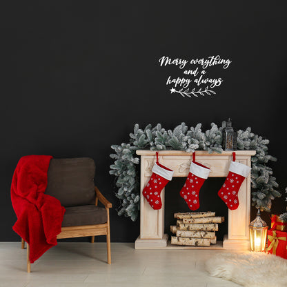 Vinyl Wall Art Decal - Merry Everything and A Happy Always - 18.5" x 16.5" - Lovely Funny Christmas Season Quote Sticker for Home Living Room Doors Windows Office Coffee Shop Holiday Decor