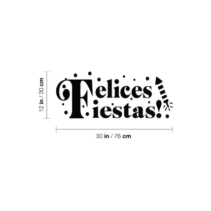 Vinyl Wall Art Decal - Felices Fiestas - 30" x 12" - Christmas Season Trendy Seasonal Quote Sticker for Home School Living Room Work Office Classroom Door Store Decor