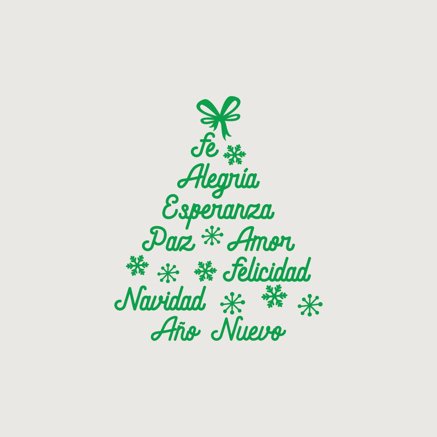 Vinyl Wall Art Decal - Fe Alegria Esperanza Paz Amor - 16" x 19" - Christmas Tree Shape Season Trendy Seasonal Spanish Quote Sticker for Home Mexican Living Room Office Store Decor