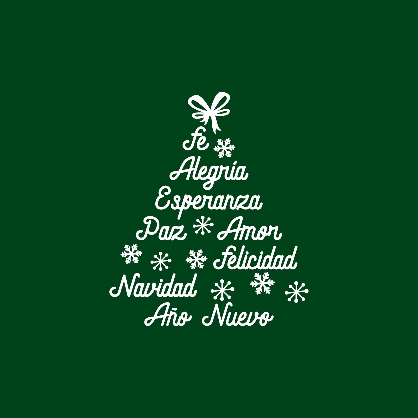 Vinyl Wall Art Decal - Fe Alegria Esperanza Paz Amor - 16" x 19" - Christmas Tree Shape Season Trendy Seasonal Spanish Quote Sticker for Home Mexican Living Room Office Store Decor