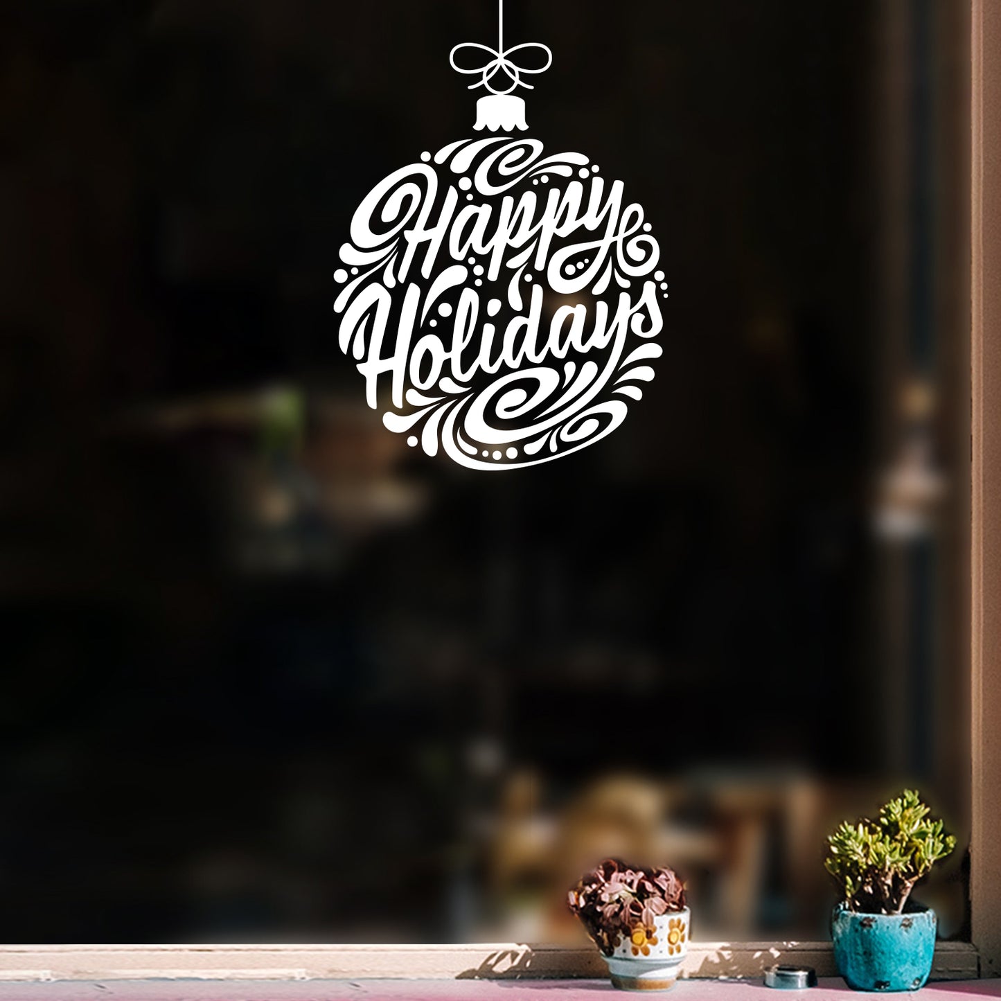 Vinyl Wall Art Decal - Happy Holidays - 24" x 17" - Lovely Funny Christmas Season Bubbles Quote Sticker for Home Playroom Family Living Room Windows Storefront Holiday Decor