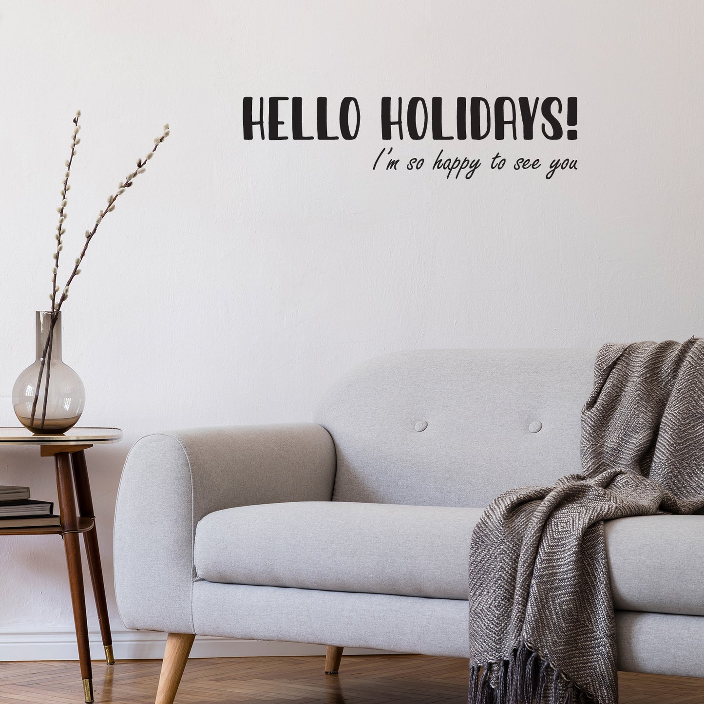 Vinyl Wall Art Decal - Hello Holidays! - 12" x 48" - Trendy Lovely Fun Christmas Season Quote Sticker for Home Living Room Playroom Classroom Doors Windows Storefront Holiday Decor