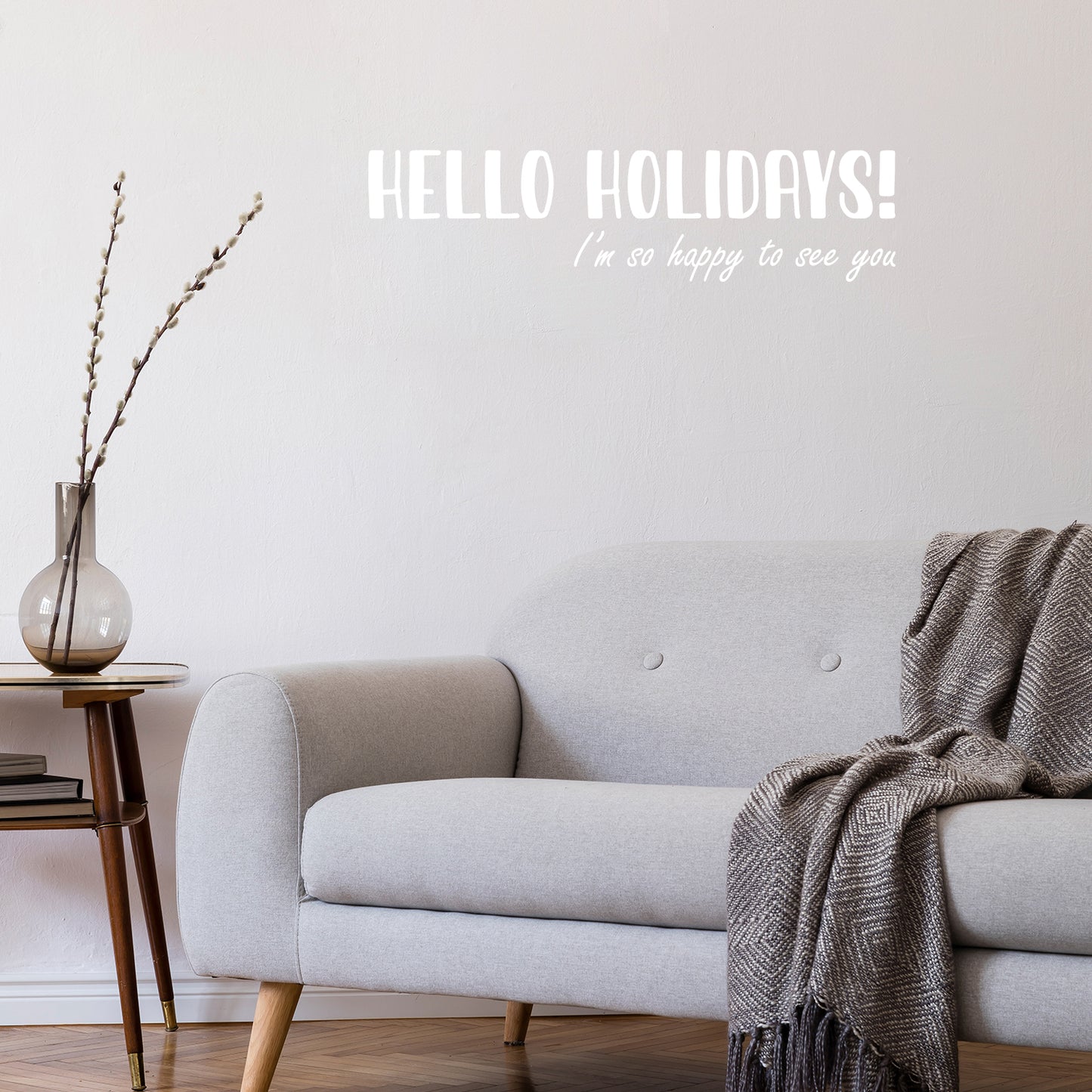 Vinyl Wall Art Decal - Hello Holidays! - 12" x 48" - Trendy Lovely Fun Christmas Season Quote Sticker for Home Living Room Playroom Classroom Doors Windows Storefront Holiday Decor