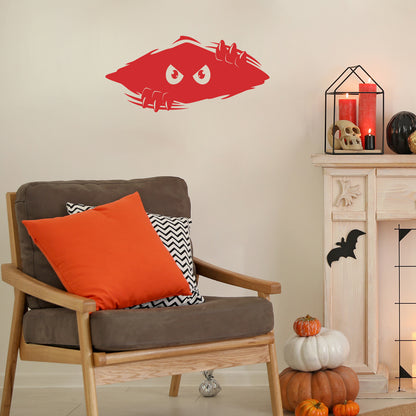 Vinyl Wall Art Decal - Monster in The Wall - 11" x 28.5" - Trendy Funny Halloween Season Design Sticker for Home Living Room Windows Entry Doors Storefront Coffee Shop School Spooky Decor