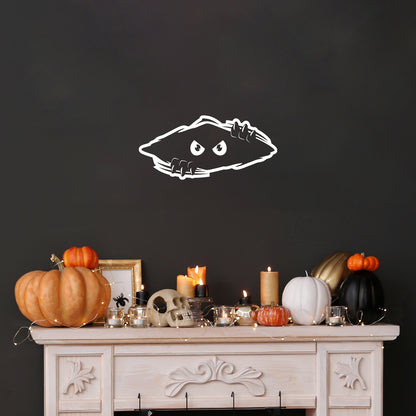 Vinyl Wall Art Decal - Monster in The Wall - 11" x 28.5" - Trendy Funny Halloween Season Design Sticker for Home Living Room Windows Entry Doors Storefront Coffee Shop School Spooky Decor