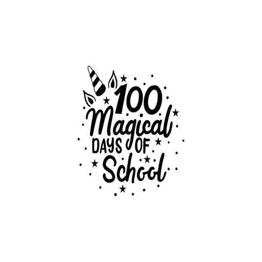 Vinyl Wall Art Decal - 100 Magical Days of School - 16.5" x 13.5" - Lovely Unicorn Design Back to School Quote Sticker for Classroom Kids Room Kindergarten Playroom Preschool Daycare Decor