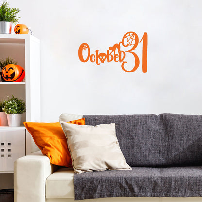 Vinyl Wall Art Decal - October 31-15" x 25" - Trendy Funny Halloween Season Design Sticker for Home Living Room Windows Entry Doors Storefront Coffee Shop School Spooky Decor