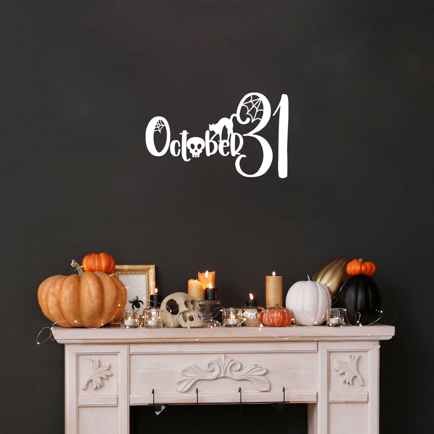 Vinyl Wall Art Decal - October 31-15" x 25" - Trendy Funny Halloween Season Design Sticker for Home Living Room Windows Entry Doors Storefront Coffee Shop School Spooky Decor