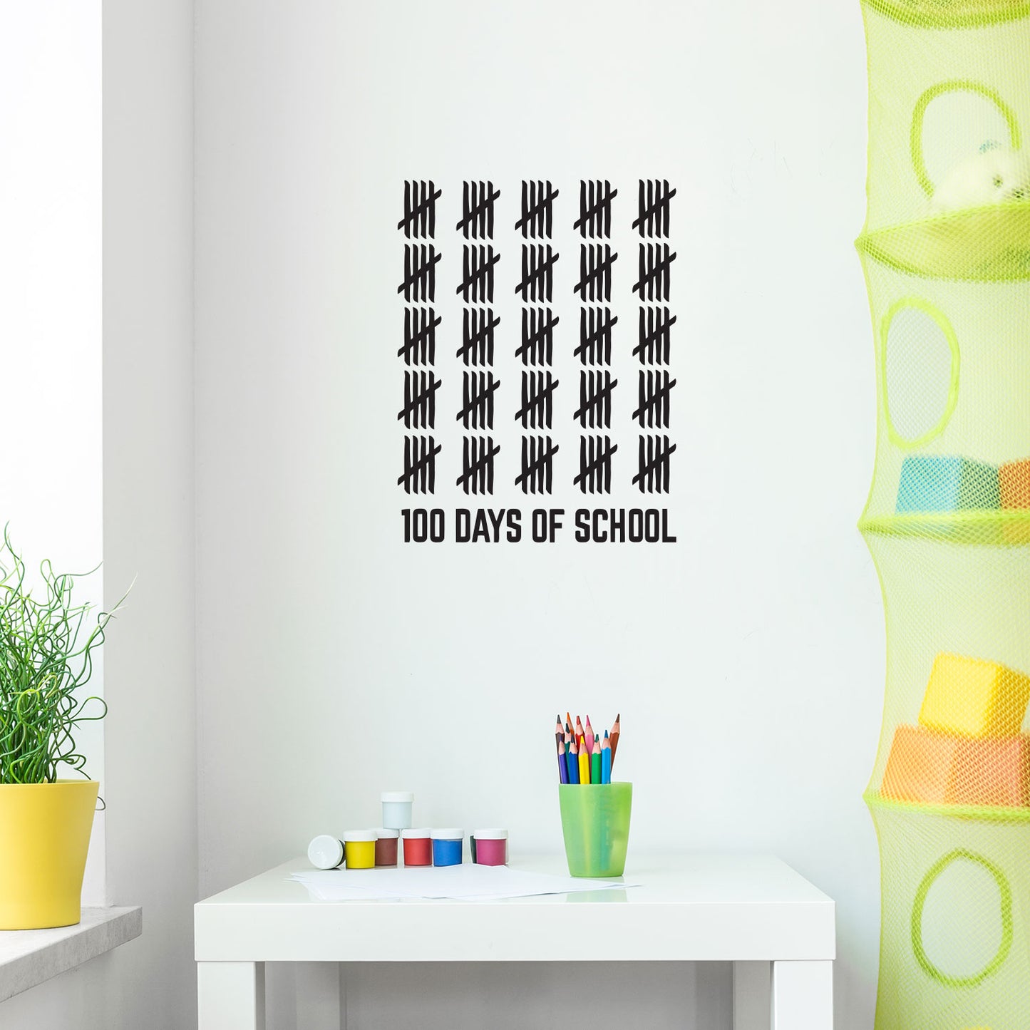 Vinyl Wall Art Decal - 100 Days of School - 30" x 24" - Lovely Funny Back to School Design Quote Sticker for Classroom Kids Room Kindergarten Playroom Preschool Daycare Decor