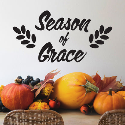 Vinyl Wall Art Decal - Season of Grace - Charming Thanksgiving Vinyl Wall Art Decal Sticker Design for Living Room Office Classroom Decor