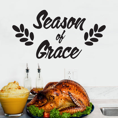 Vinyl Wall Art Decal - Season of Grace - Charming Thanksgiving Vinyl Wall Art Decal Sticker Design for Living Room Office Classroom Decor