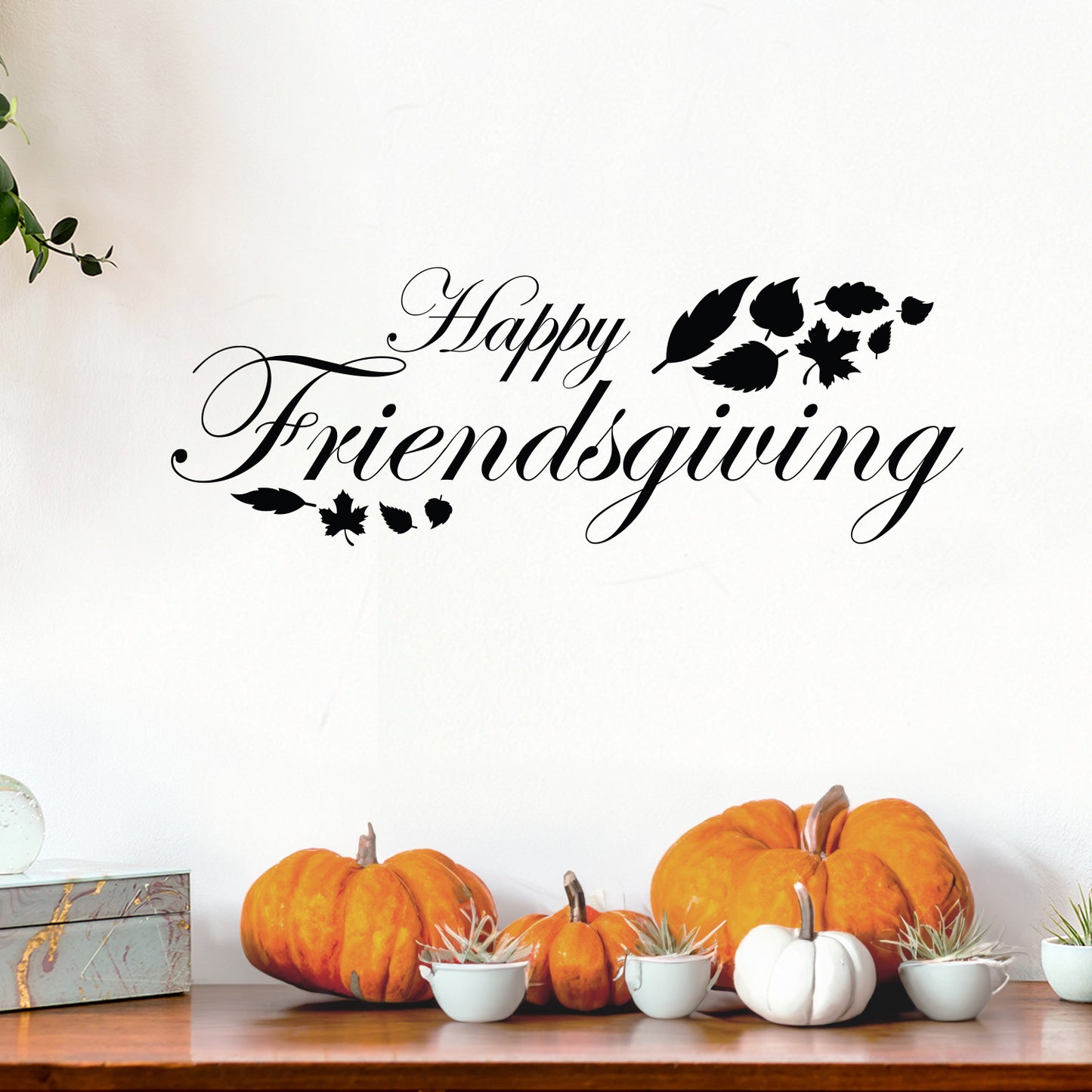 Vinyl Wall Art Decal - Happy Friendsgiving - 5.5" x 15" - Festive Thanksgiving Vinyl Wall Art Decal Sticker Design for Dining Room Office Classroom