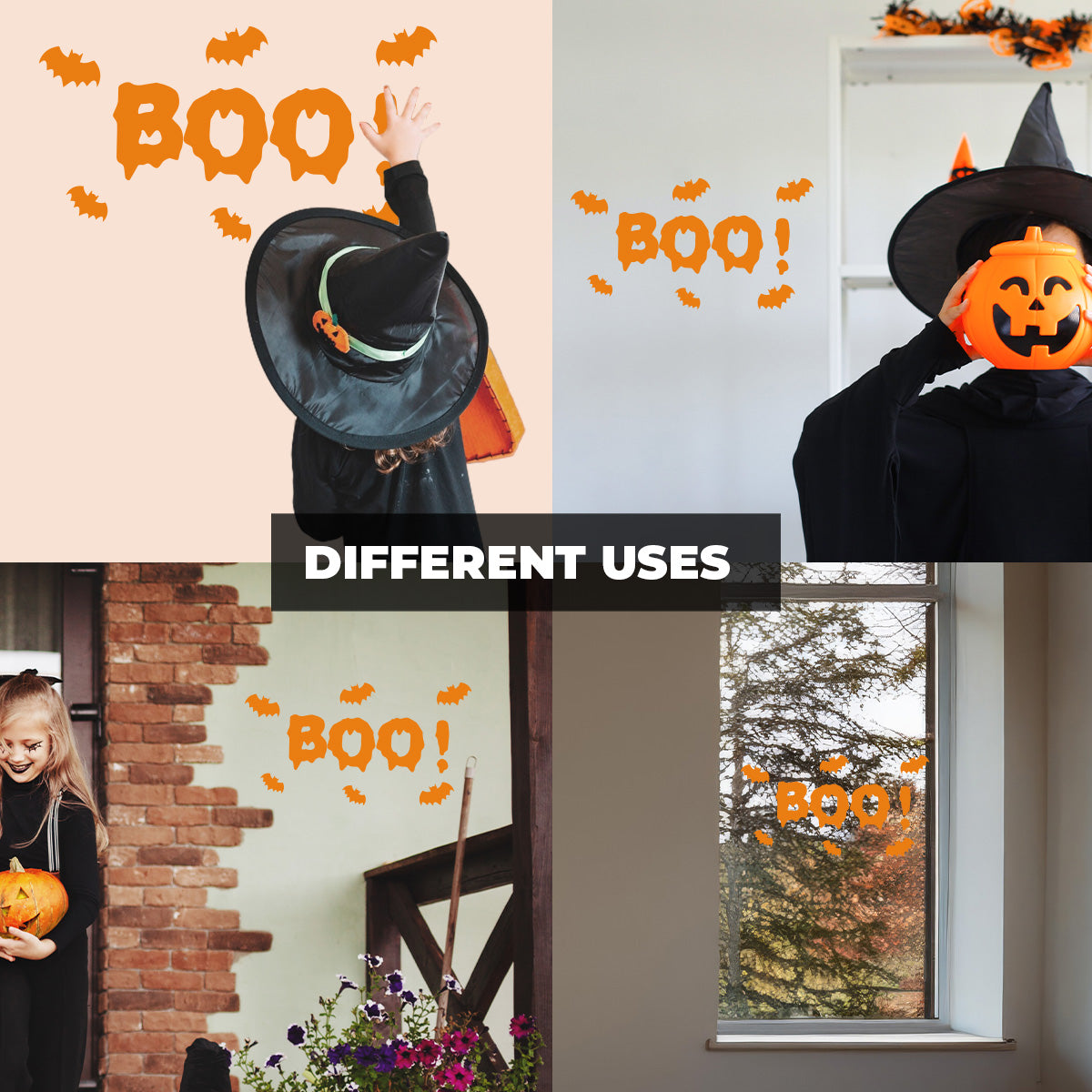 Vinyl Wall Decal - Boo Bats 11" x 22" - Fun Halloween Brush Lettering, Seasonal Decor - Teens, Adults, Indoor, Outdoor, Wall, Door, Window, Living Room, Office