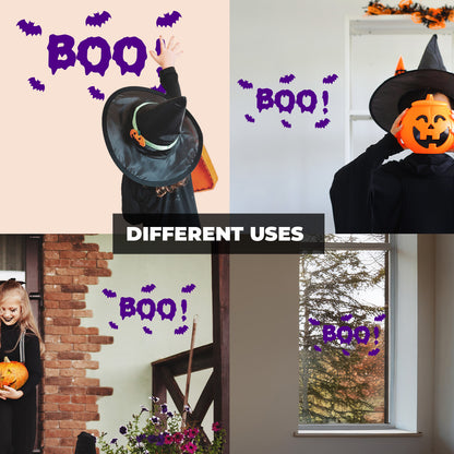 Vinyl Wall Decal - Boo Bats 11" x 22" - Fun Halloween Brush Lettering, Seasonal Decor - Teens, Adults, Indoor, Outdoor, Wall, Door, Window, Living Room, Office