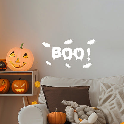 Vinyl Wall Decal - Boo Bats 11" x 22" - Fun Halloween Brush Lettering, Seasonal Decor - Teens, Adults, Indoor, Outdoor, Wall, Door, Window, Living Room, Office