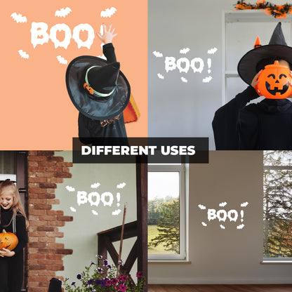 Vinyl Wall Decal - Boo Bats 11" x 22" - Fun Halloween Brush Lettering, Seasonal Decor - Teens, Adults, Indoor, Outdoor, Wall, Door, Window, Living Room, Office