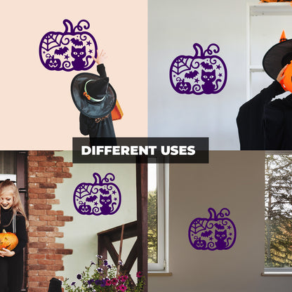 Vinyl Wall Decal Halloween Pumpkin cat 16'' X 18''- Fun Halloween, Seasonal Decor - Teens, Adults, Indoor, Outdoor, Wall, Door, Window, Living Room, Office