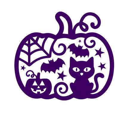 Vinyl Wall Decal Halloween Pumpkin cat 16'' X 18''- Fun Halloween, Seasonal Decor - Teens, Adults, Indoor, Outdoor, Wall, Door, Window, Living Room, Office