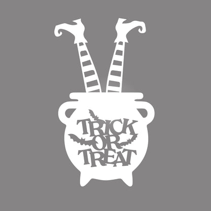 Vinyl Wall Decal Halloween Trick or Treat Cauldron 22'' X 13''- Fun Halloween, Seasonal Decor - Teens, Adults, Indoor, Outdoor, Wall, Door, Window, Living Room, Office