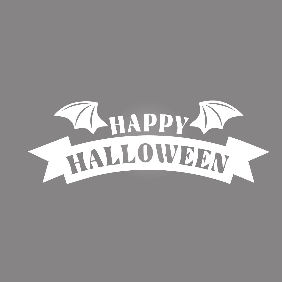 Vinyl Wall Decal - Happy Halloween Bat Wings 16" x 46" - Halloween Lettering, Seasonal Decor - Teens, Adults, Indoor, Outdoor, Wall, Door, Window, Living Room, Office