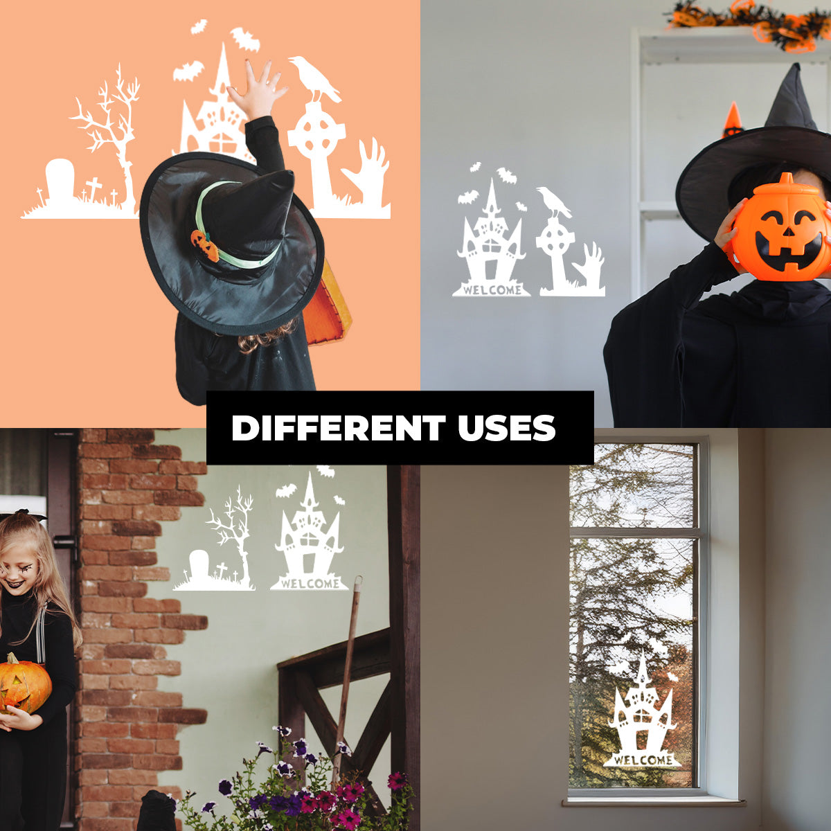 Vinyl Wall Decal - Welcome Halloween House 22" x 37" - Halloween Decoration, Seasonal Decor - Teens, Adults, Indoor, Outdoor, Wall, Door, Window, Living Room, Office