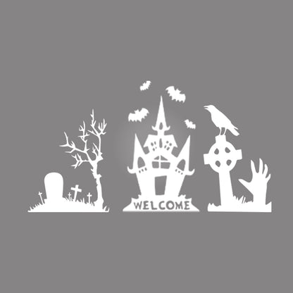 Vinyl Wall Decal - Welcome Halloween House 22" x 37" - Halloween Decoration, Seasonal Decor - Teens, Adults, Indoor, Outdoor, Wall, Door, Window, Living Room, Office