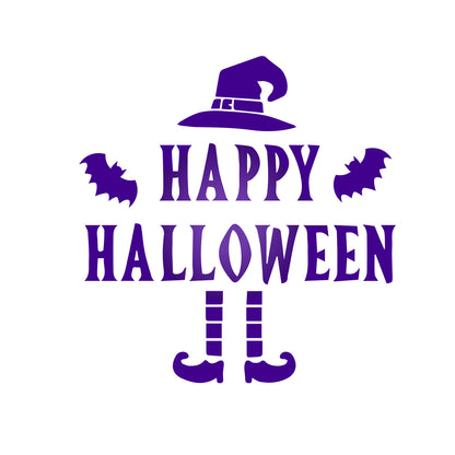 Vinyl Wall Decal - Happy Halloween Witch Hat 22" x 21" - Halloween Decoration, Seasonal Decor - Teens, Adults, Indoor, Outdoor, Wall, Door, Window, Living Room, Office