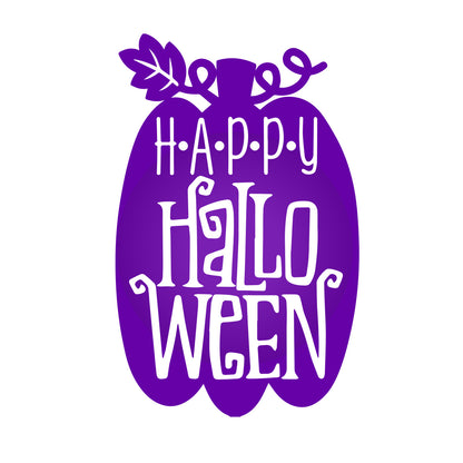 Vinyl Wall Decal - Happy Halloween Pumpkin 16" x 10" - Halloween Decoration, Seasonal Decor - Teens, Adults, Indoor, Outdoor, Wall, Door, Window, Living Room, Office