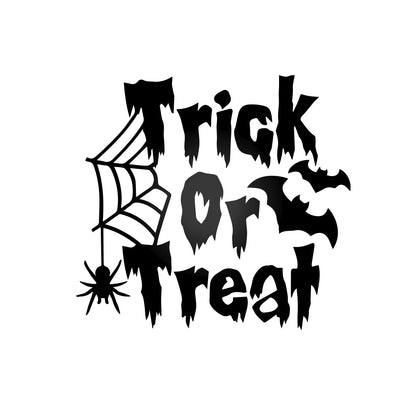 Vinyl Wall Decal - Trick or Treat Spider and Bats 16" x 17" - Halloween Decoration, Seasonal Decor - Teens, Adults, Indoor, Outdoor, Wall, Door, Window, Living Room, Office