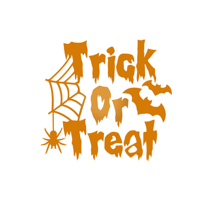 Vinyl Wall Decal - Trick or Treat Spider and Bats 16" x 17" - Halloween Decoration, Seasonal Decor - Teens, Adults, Indoor, Outdoor, Wall, Door, Window, Living Room, Office