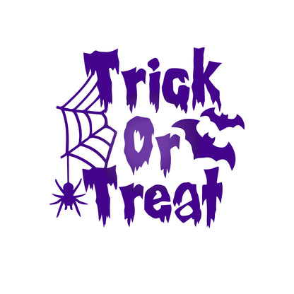 Vinyl Wall Decal - Trick or Treat Spider and Bats 16" x 17" - Halloween Decoration, Seasonal Decor - Teens, Adults, Indoor, Outdoor, Wall, Door, Window, Living Room, Office