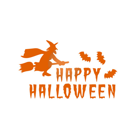 Vinyl Wall Decal - Happy Halloween Witch 16" x 27" - Halloween Decoration, Seasonal Decor - Teens, Adults, Indoor, Outdoor, Wall, Door, Window, Living Room, Office