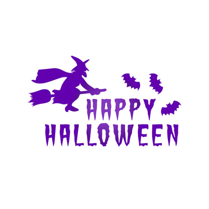 Vinyl Wall Decal - Happy Halloween Witch 16" x 27" - Halloween Decoration, Seasonal Decor - Teens, Adults, Indoor, Outdoor, Wall, Door, Window, Living Room, Office