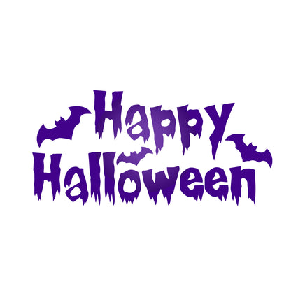 Vinyl Wall Decal - Happy Halloween Bats 16" x 32" - Halloween Decoration, Seasonal Decor - Teens, Adults, Indoor, Outdoor, Wall, Door, Window, Living Room, Office