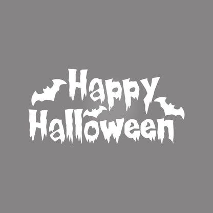 Vinyl Wall Decal - Happy Halloween Bats 16" x 32" - Halloween Decoration, Seasonal Decor - Teens, Adults, Indoor, Outdoor, Wall, Door, Window, Living Room, Office