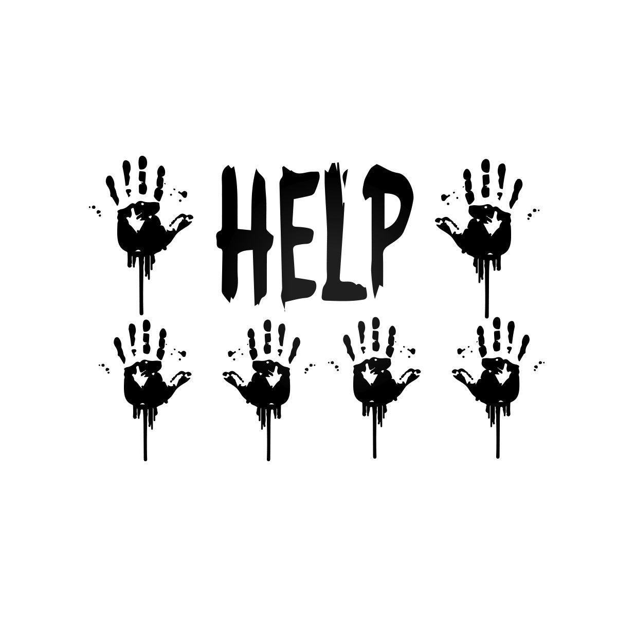 Vinyl Wall Decal - Halloween Help Hands 21" x 31" - Halloween Decoration, Seasonal Decor - Teens, Adults, Indoor, Outdoor, Wall, Door, Window, Living Room, Office