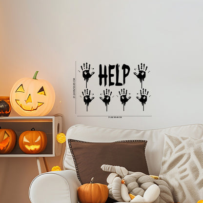 Vinyl Wall Decal - Halloween Help Hands 21" x 31" - Halloween Decoration, Seasonal Decor - Teens, Adults, Indoor, Outdoor, Wall, Door, Window, Living Room, Office