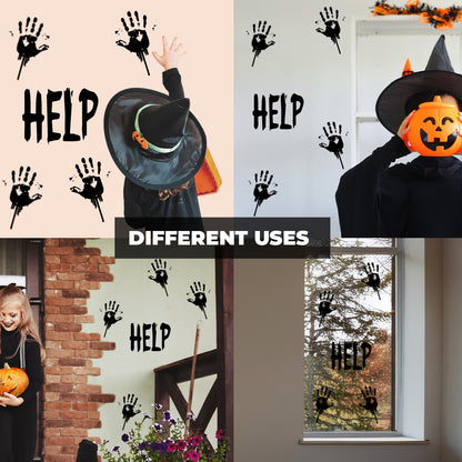 Vinyl Wall Decal - Halloween Help Hands 21" x 31" - Halloween Decoration, Seasonal Decor - Teens, Adults, Indoor, Outdoor, Wall, Door, Window, Living Room, Office