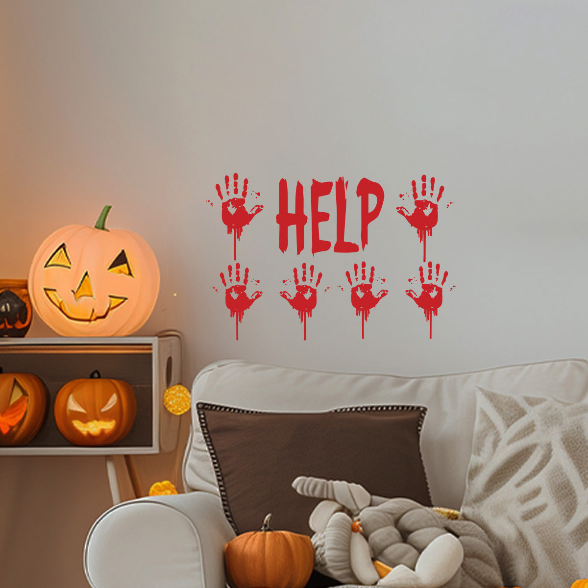 Vinyl Wall Decal - Halloween Help Hands 21" x 31" - Halloween Decoration, Seasonal Decor - Teens, Adults, Indoor, Outdoor, Wall, Door, Window, Living Room, Office