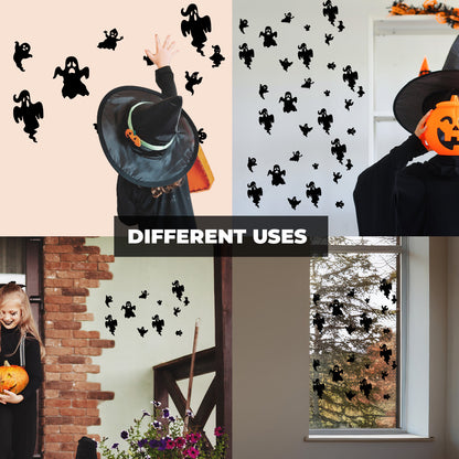 Vinyl Wall Decal - Halloween Ghost Pattern 16" x 30" - Halloween Decoration, Seasonal Decor - Teens, Adults, Indoor, Outdoor, Wall, Door, Window, Living Room, Office