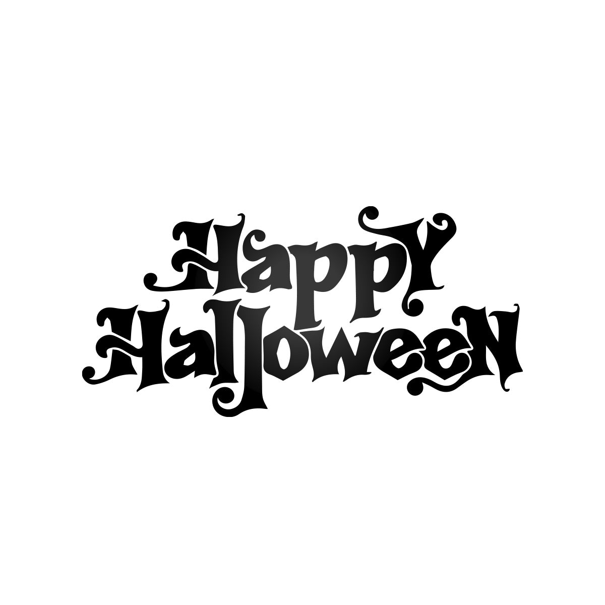 Vinyl Wall Decal - Happy Halloween Calligraphy 16" x 33" - Halloween Decoration, Seasonal Decor - Teens, Adults, Indoor, Outdoor, Wall, Door, Window, Living Room, Office