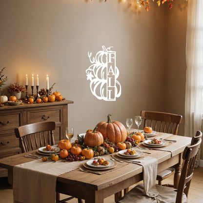 Vinyl Wall Art Decal - 3 Fall pumpkings - 25'' x 16'' Festive Thanksgiving Vinyl Wall Art Decal Sticker Design for Dining Room Office Classroom